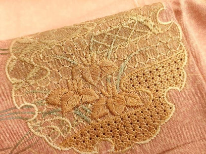 平和屋着物■中国三大刺繍　汕頭刺繍　スワトウ刺繍　訪問着　雪輪吉祥花文　暈し染め　金彩　正絹　逸品　AABL7485br