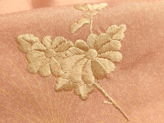 平和屋着物■中国三大刺繍　汕頭刺繍　スワトウ刺繍　訪問着　雪輪吉祥花文　暈し染め　金彩　正絹　逸品　AABL7485br