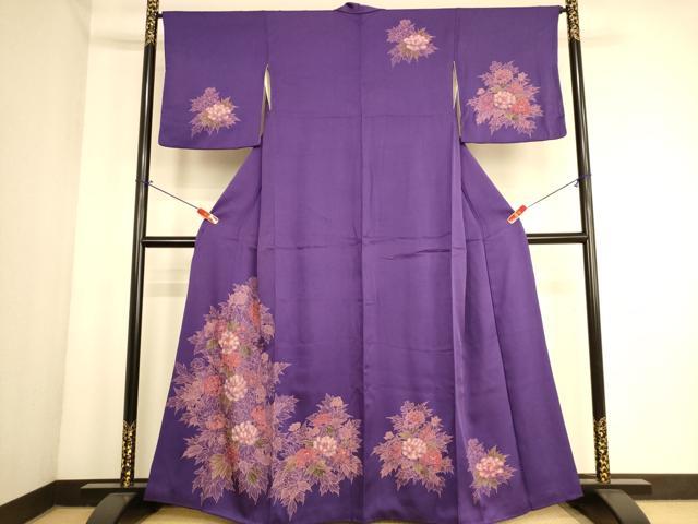 平和屋着物■訪問着　手描き　草花文　正絹　逸品　AABL7486br