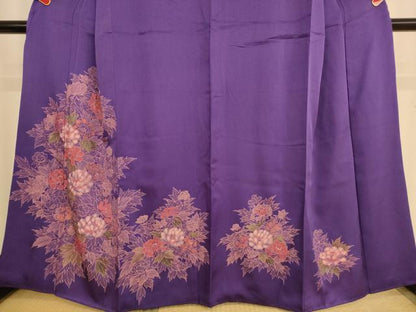 平和屋着物■訪問着　手描き　草花文　正絹　逸品　AABL7486br
