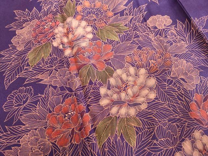 平和屋着物■訪問着　手描き　草花文　正絹　逸品　AABL7486br