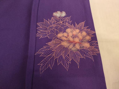 平和屋着物■訪問着　手描き　草花文　正絹　逸品　AABL7486br