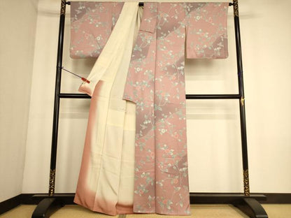 平和屋着物■上質な小紋　枝花文　暈し染め　正絹　逸品　AABL7487br