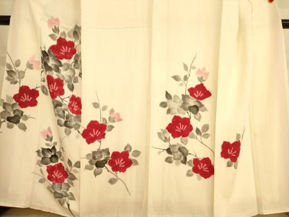 平和屋着物■訪問着　手描き　絞り　枝花文　正絹　逸品　AABL7488br