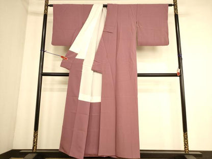 平和屋着物■上質な色無地　京紫色　正絹　逸品　AABL7490br
