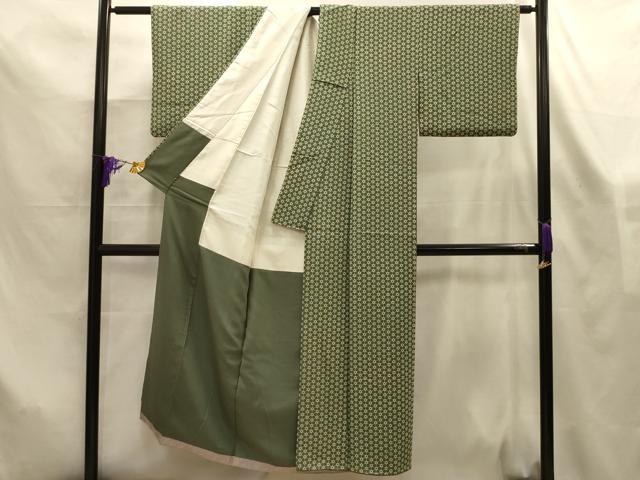 平和屋着物■上質な小紋　花格子　正絹　逸品　AABL7495sx