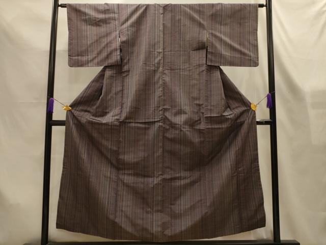 平和屋着物■本場縞大島紬　格子　正絹　逸品　AABL7497sx