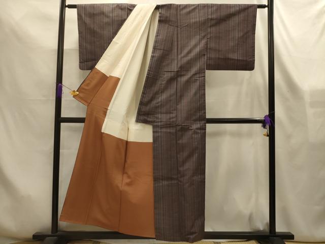 平和屋着物■本場縞大島紬　格子　正絹　逸品　AABL7497sx
