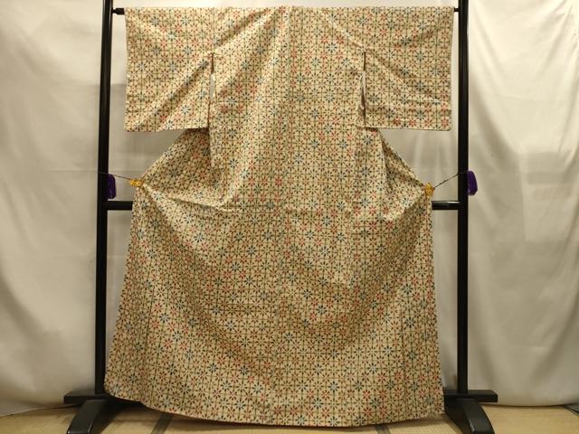 平和屋着物■上質な紬　花格子　正絹　逸品　AABL7508sx
