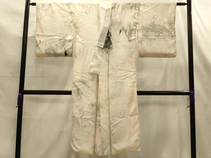 平和屋着物■長襦袢　袷　枝花地紋　正絹　逸品　AABL7509sx