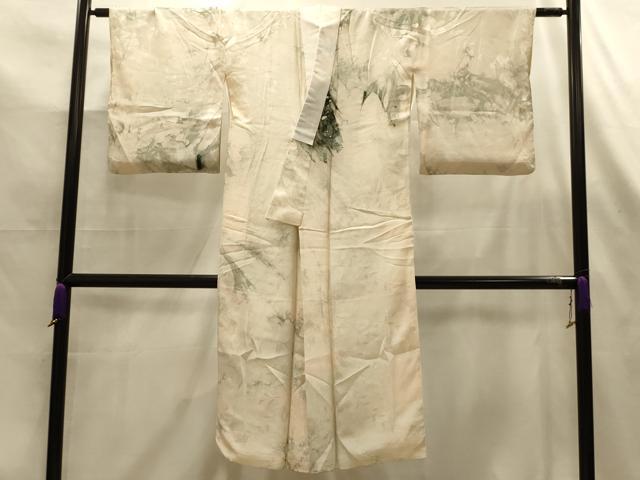 平和屋着物■長襦袢　袷　枝花地紋　正絹　逸品　AABL7509sx