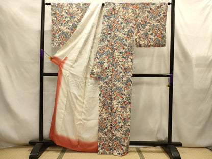 平和屋着物■上質な小紋　草花文　正絹　逸品　AABL7512sx