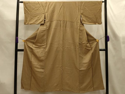 平和屋着物■江戸小紋　間道　万筋　杏色×青鈍色　正絹　逸品　AABL7514sx