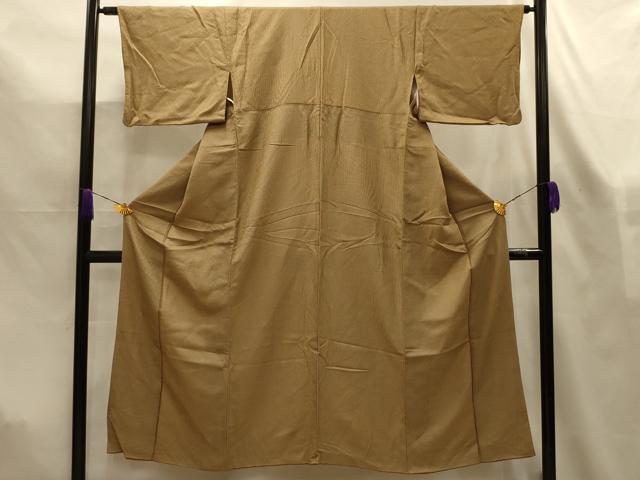 平和屋着物■江戸小紋　間道　万筋　杏色×青鈍色　正絹　逸品　AABL7514sx