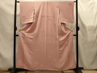 平和屋着物■上質な色無地　草花地紋　一斤染色　正絹　逸品　AABL7517sx