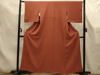 平和屋着物■上質な色無地　幾何学地紋　正絹　逸品　AABL7519sx