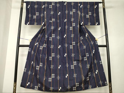 平和屋着物●本場琉球絣　紬　正絹　逸品　AABL7521ck