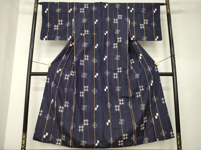 平和屋着物●本場琉球絣　紬　正絹　逸品　AABL7521ck