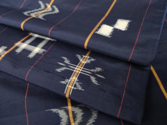 平和屋着物●本場琉球絣　紬　正絹　逸品　AABL7521ck