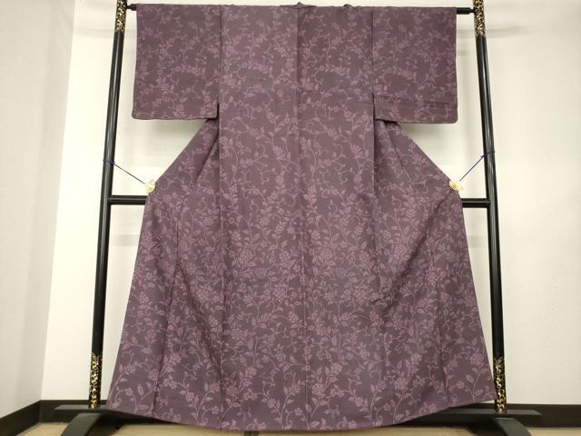 平和屋着物●訪問着　お召ちりめん　花唐草文　正絹　逸品　AABL7522ck