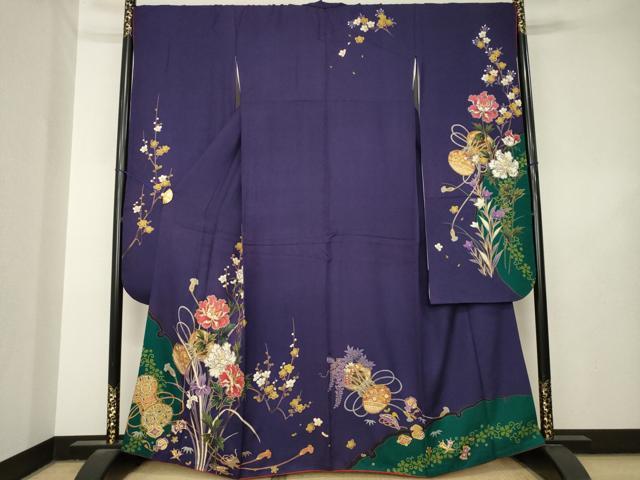 平和屋着物●豪華振袖　駒刺繍　花鼓文　金彩　正絹　逸品　AABL7523ck