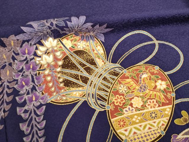 平和屋着物●豪華振袖　駒刺繍　花鼓文　金彩　正絹　逸品　AABL7523ck