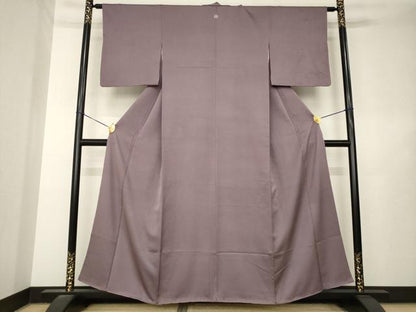 平和屋着物●上質な色無地　霞地紋　濃色　嘘つき襦袢　正絹　逸品　AABL7525ck