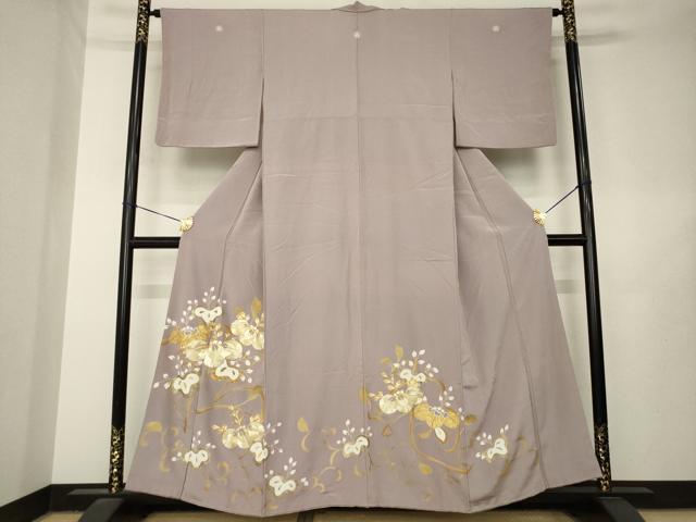 平和屋着物●豪華色留袖　駒刺繍　草花文　金彩　正絹　逸品　AABL7527ck