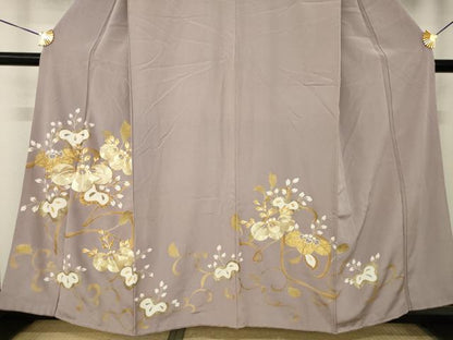 平和屋着物●豪華色留袖　駒刺繍　草花文　金彩　正絹　逸品　AABL7527ck