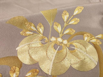 平和屋着物●豪華色留袖　駒刺繍　草花文　金彩　正絹　逸品　AABL7527ck