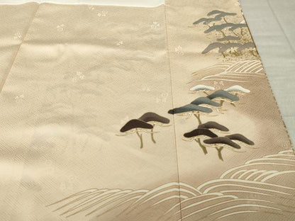 平和屋着物●豪華色留袖　駒刺繍　千鳥　流水松文　暈し染め　金彩　正絹　逸品　AABL7529ck