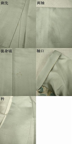 平和屋着物●石川県指定無形文化財　牛首紬　白山工房　手織り　訪問着　作家物　更紗花間道　正絹　逸品　AABL7531ck