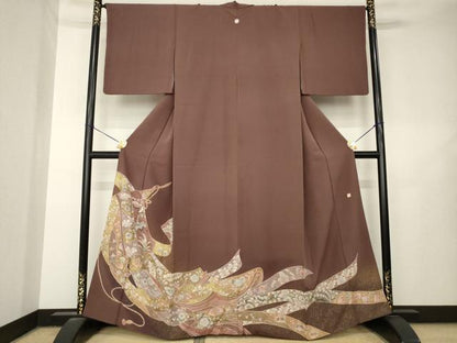 平和屋着物●豪華色留袖　作家物　辻が花　几帳飛鶴花文　千鳥　金彩　正絹　逸品　AABL7532ck