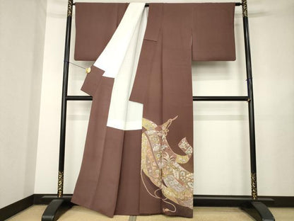平和屋着物●豪華色留袖　作家物　辻が花　几帳飛鶴花文　千鳥　金彩　正絹　逸品　AABL7532ck