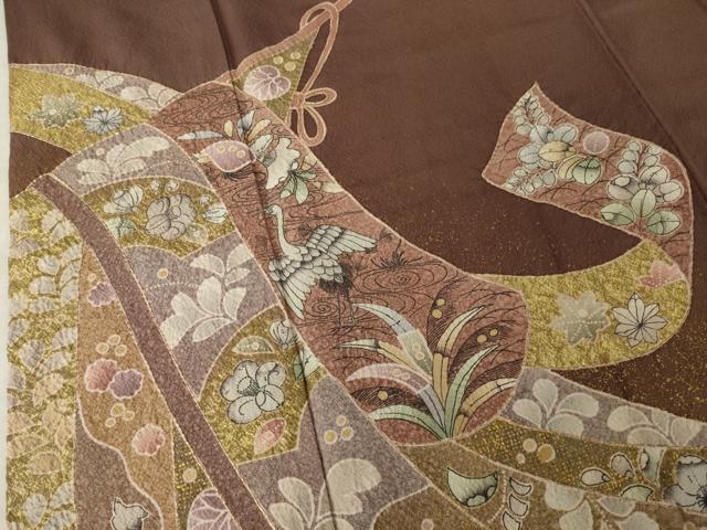 平和屋着物●豪華色留袖　作家物　辻が花　几帳飛鶴花文　千鳥　金彩　正絹　逸品　AABL7532ck