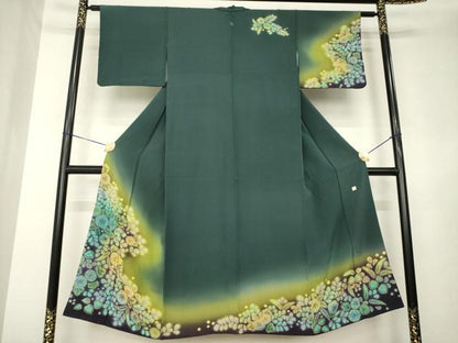 平和屋着物●訪問着　作家物　辻が花　舞花文　暈し染め　正絹　逸品　AABL7533ck