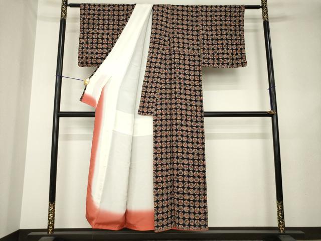 平和屋着物●上質な小紋　型染め　丸文　成り物　正絹　逸品　AABL7534ck