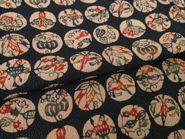 平和屋着物●上質な小紋　型染め　丸文　成り物　正絹　逸品　AABL7534ck