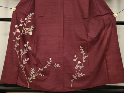 平和屋着物●訪問着　友禅　白山紬地　草花文　正絹　逸品　AABL7536ck