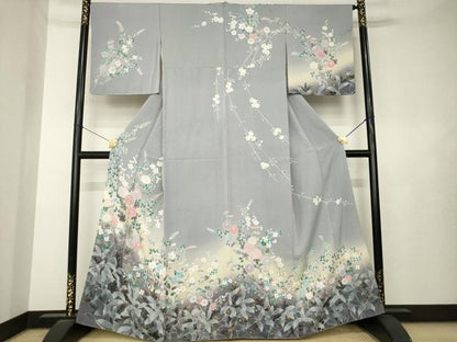 平和屋着物●訪問着　鴛鴦花文　暈し染め　金彩　正絹　逸品　AABL7537ck