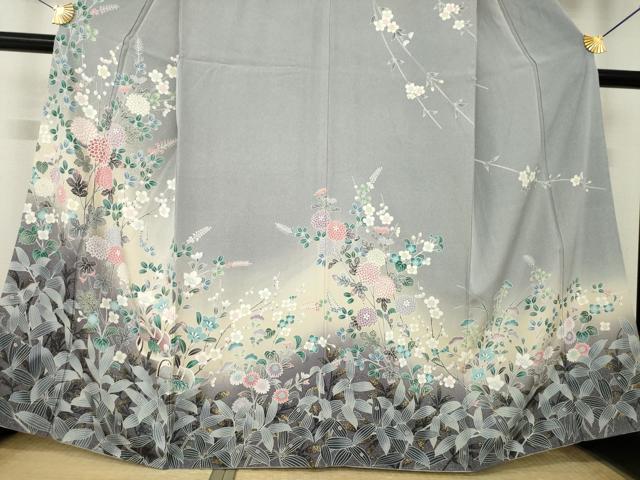 平和屋着物●訪問着　鴛鴦花文　暈し染め　金彩　正絹　逸品　AABL7537ck
