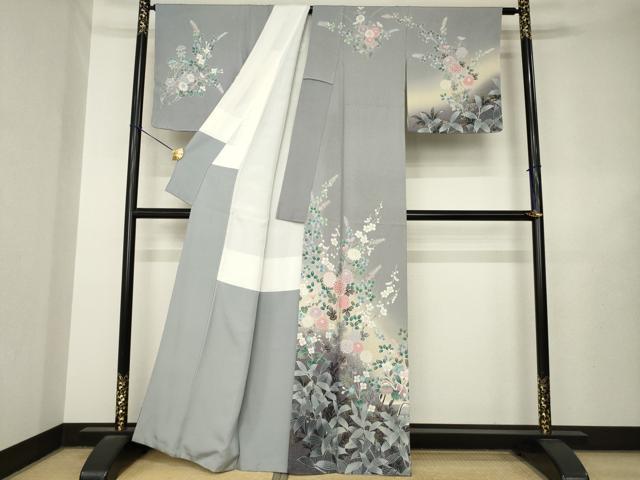 平和屋着物●訪問着　鴛鴦花文　暈し染め　金彩　正絹　逸品　AABL7537ck