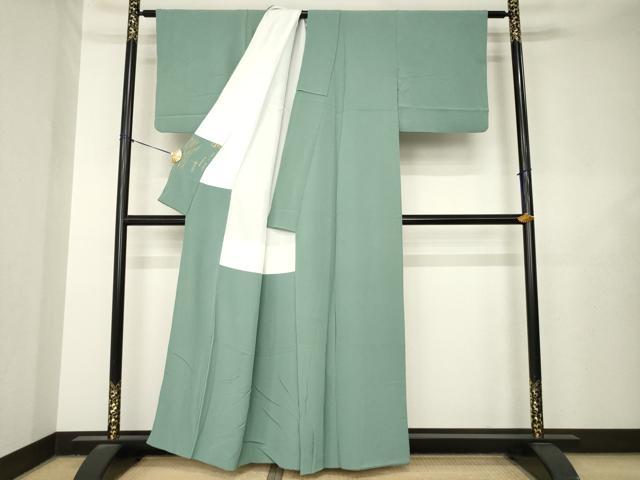 平和屋着物●上質な色無地　利休鼠色　正絹　逸品　AABL7540ck
