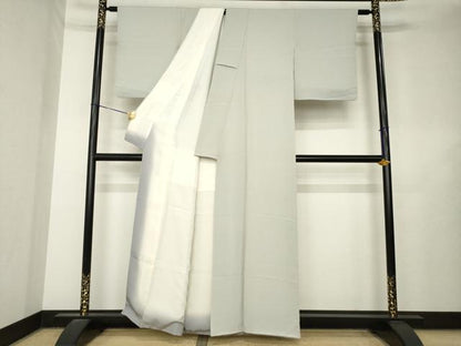 平和屋着物●上質な色無地　茶鼠色　正絹　逸品　AABL7552ck