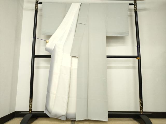 平和屋着物●上質な色無地　茶鼠色　正絹　逸品　AABL7552ck
