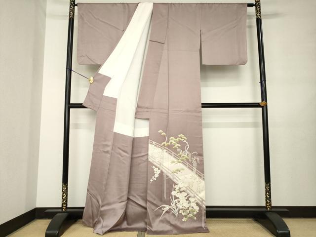 平和屋着物●豪華色留袖　作家物　渡り橋花文　金彩　正絹　逸品　AABL7556ck