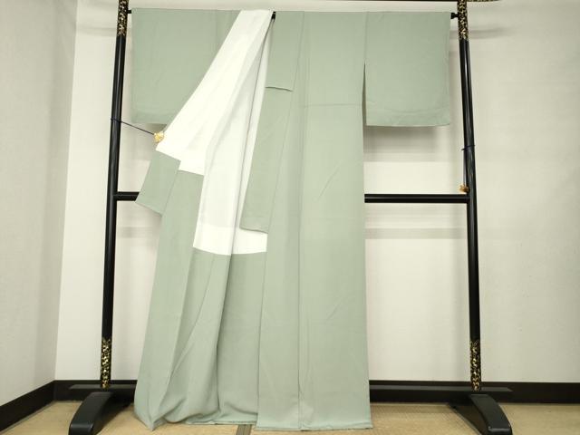 平和屋着物●上質な色無地　柳鼠色　正絹　逸品　AABL7564ck