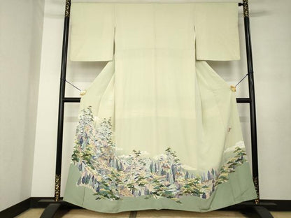 平和屋着物●本加賀友禅作家　染元千紅代表　寺西一紘　色留袖　風景文　正絹　逸品　AABL7565ck