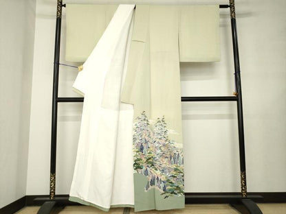 平和屋着物●本加賀友禅作家　染元千紅代表　寺西一紘　色留袖　風景文　正絹　逸品　AABL7565ck