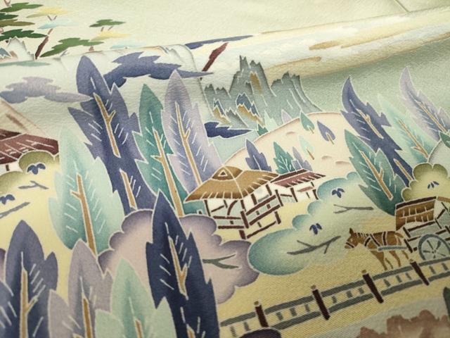 平和屋着物●本加賀友禅作家　染元千紅代表　寺西一紘　色留袖　風景文　正絹　逸品　AABL7565ck